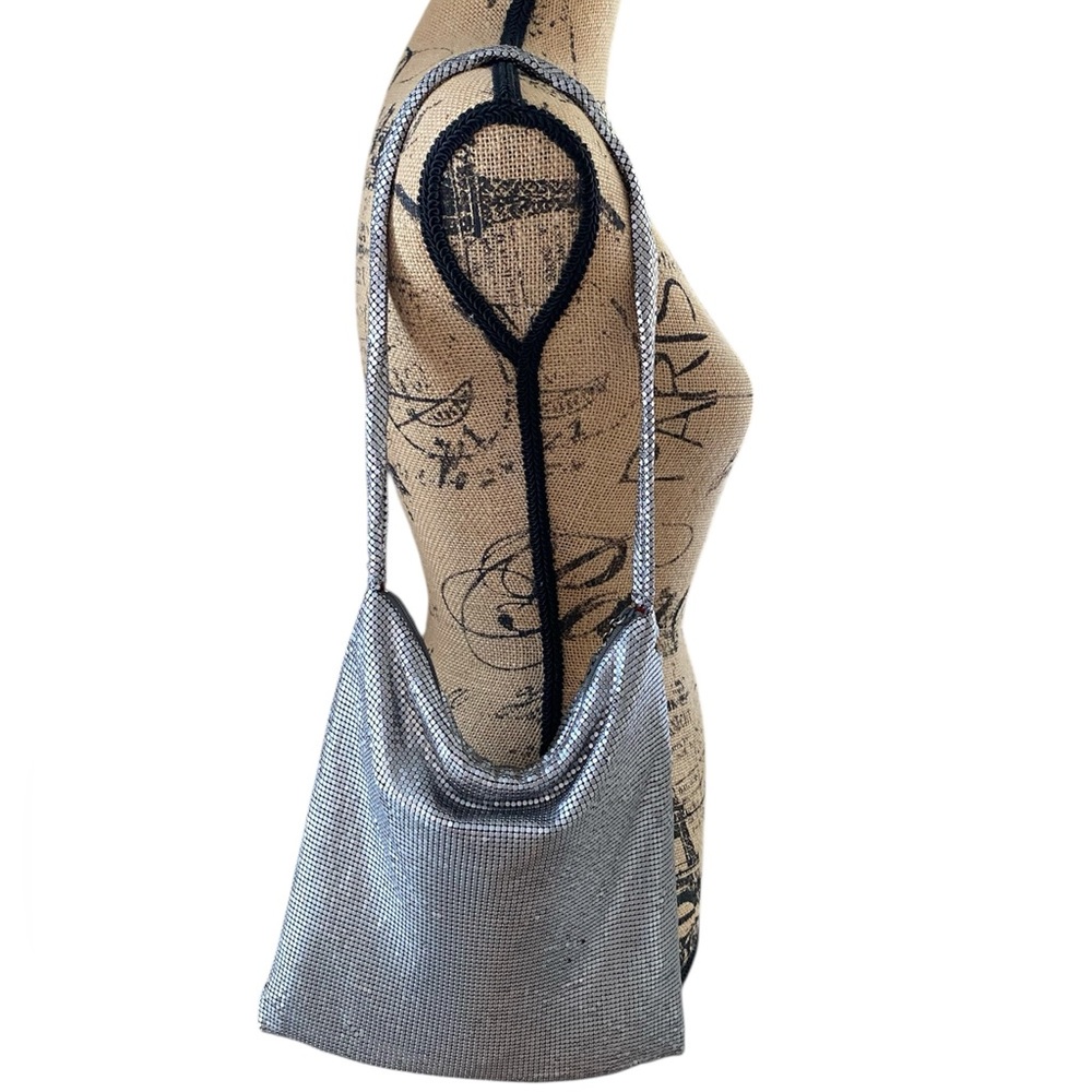 Whiting & Davis Silver Metallic Mesh Shoulder Bag